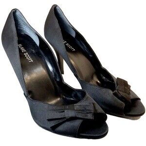 Blake Scott Stiletto Heels Peep Toe Bow Black 10 Women Desmond
